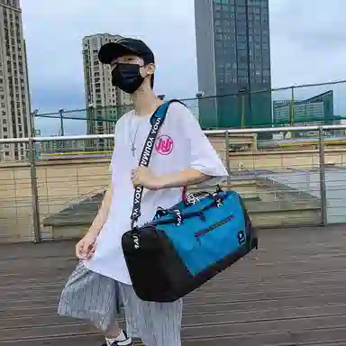 行途 旅行包干湿分离运动瑜伽包独立鞋仓大容量短途旅行训练包 牛津布 健身包 中号 男女同款情侣款 黑色/灰色/砖红色/绿色/蓝色/粉色