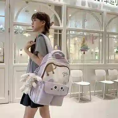 行途 可爱毛绒个性简约休闲 尼龙 双肩包 常规 女款 多色