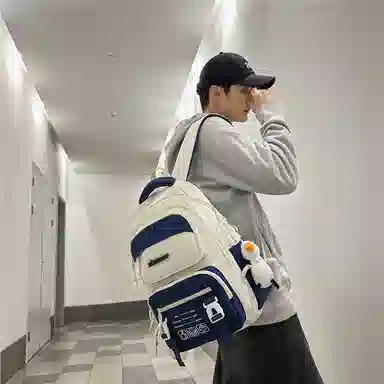 行途 休闲简约撞色便携 尼龙 双肩包 男女同款情侣款 多色