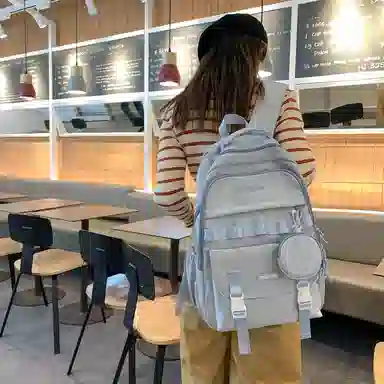 行途双肩包女款韩版百搭大容量初高中大学生书包休闲简约旅行背包尼龙多色