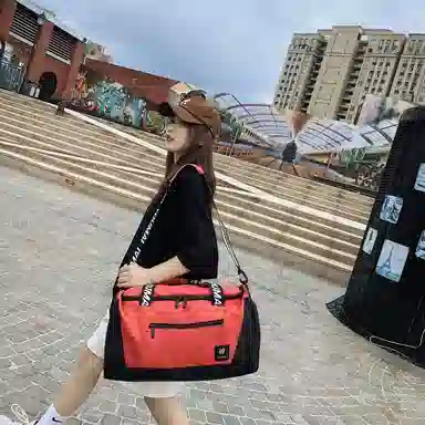 行途 旅行包干湿分离运动瑜伽包独立鞋仓大容量短途旅行训练包 牛津布 健身包 中号 男女同款情侣款 黑色/灰色/砖红色/绿色/蓝色/粉色