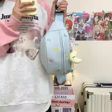 行途 可爱卡通休闲运动斜挎包轻便旅行胸前防水 帆布 帆布包腰包 女款 多色