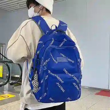 行途 简约旅行轻便休闲百搭 尼龙 双肩包 男女同款情侣款 黑色/白色/蓝色/卡其色