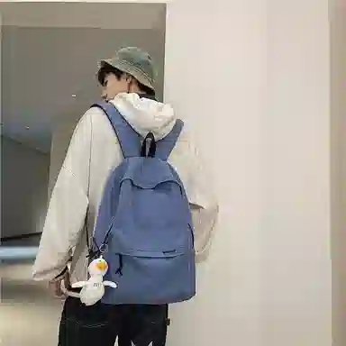 行途 简约大容量旅行背包休闲日系初中生高中大学生书包 尼龙 双肩包 男女同款情侣款 黑色/白色/蓝色/粉色