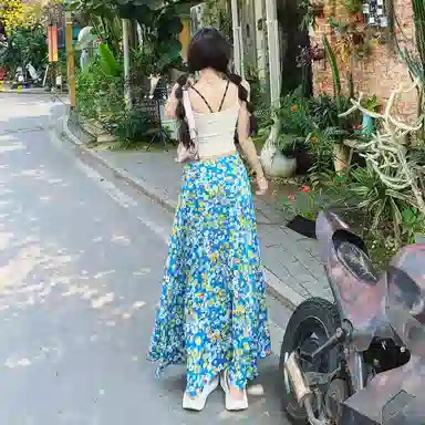 识恩 碎花宽松高腰包臀休闲长裙 女款