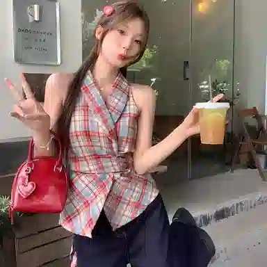 识恩 时尚合身系带背心 女款