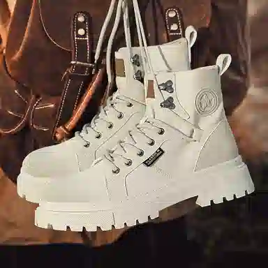 MIIOW Star Round Logo Mid-Calf Martin Boots