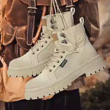 MIIOW Star Round Logo Mid-Calf Martin Boots