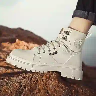 MIIOW Star Round Logo Mid-Calf Martin Boots