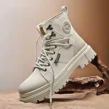 MIIOW Star Round Logo Mid-Calf Martin Boots