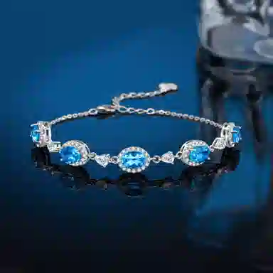 法思梵 碧海之晶 轻奢小众原创设计几何椭圆高级感 复古彩色精致百搭时尚感显白梦幻经典优雅叠戴可调节#好运天然 紫水晶 手链 女款