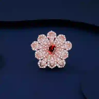 法思梵 梦幻璀璨闪耀浪漫韵味繁花甜美精致气质优雅配饰 轻奢小众森系小清新温柔时尚高级爱心花朵配件 合金 胸针 女款