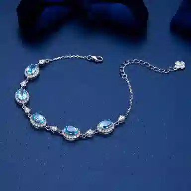 法思梵 碧海之晶 轻奢小众原创设计几何椭圆高级感 复古彩色精致百搭时尚感显白梦幻经典优雅叠戴可调节#好运天然 紫水晶 手链 女款