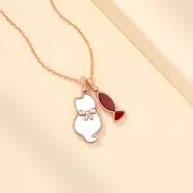 法思梵 猫鱼之恋 萌趣可爱元气精致贵气优雅气质温柔小清新闪耀百搭 轻奢小众璀璨浪漫梦幻高级简约设计感锁骨链天然 玛瑙 项链 女款