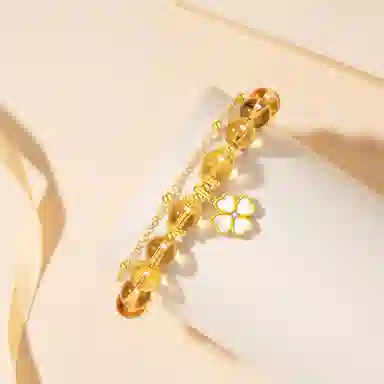 法思梵 复古中式风国潮小众设计 招财纳福幸运四叶草 #聚财好运 黄水晶 手链 女款