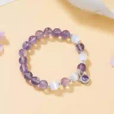 【九紫离火】 法思梵 精致浪漫梦幻气质清冷感简约百搭闪耀手饰 小众轻奢森系小清新元气可爱时尚高级设计感首饰天然 紫水晶 手串 女款