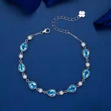 法思梵 复古水滴彩色手饰 浪漫海洋之心 轻奢优雅 灵动闪耀#好运天然 紫水晶 手链 女款