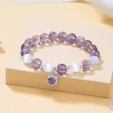 【九紫离火】 法思梵 精致浪漫梦幻气质清冷感简约百搭闪耀手饰 小众轻奢森系小清新元气可爱时尚高级设计感首饰天然 紫水晶 手串 女款