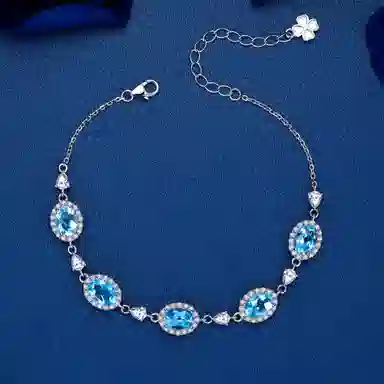 法思梵 碧海之晶 轻奢小众原创设计几何椭圆高级感 复古彩色精致百搭时尚感显白梦幻经典优雅叠戴可调节#好运天然 紫水晶 手链 女款