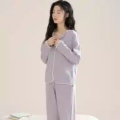 兰缪 带胸垫纯色简约高级感柔软家居服睡衣套装 女款