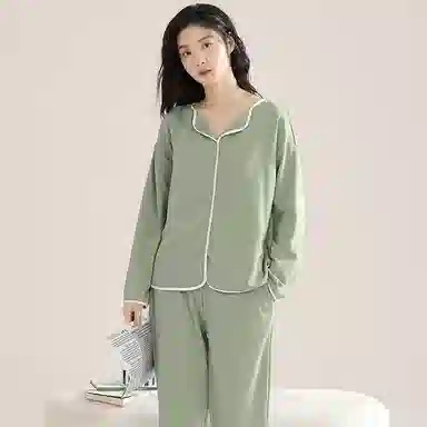 兰缪 带胸垫纯色简约高级感柔软家居服睡衣套装 女款