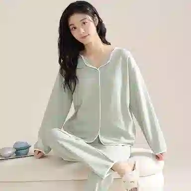 兰缪 带胸垫纯色简约高级感柔软家居服睡衣套装 女款