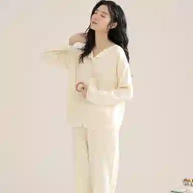 兰缪 带胸垫纯色简约高级感柔软家居服睡衣套装 女款