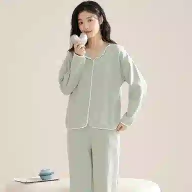 兰缪 带胸垫纯色简约高级感柔软家居服睡衣套装 女款