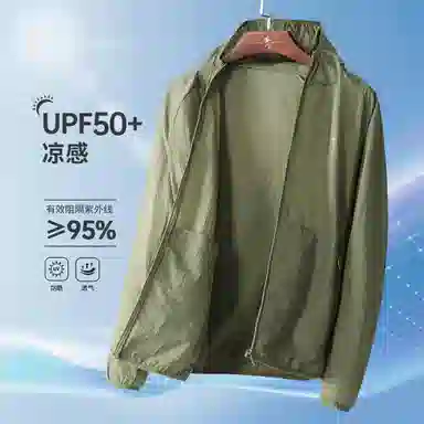 与狼共舞 纯色超轻透气速干防风休闲轻户外登山连帽简约长袖防晒服 男款