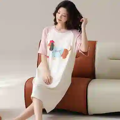 向薇 带胸垫薄款短袖可爱睡裙 女款