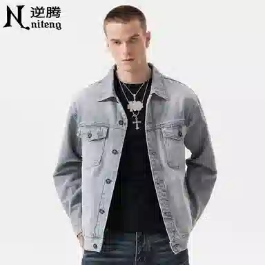 逆腾 秋季工装夹克男美式潮流复古宽松水洗男士纯棉牛仔外套 男女同款