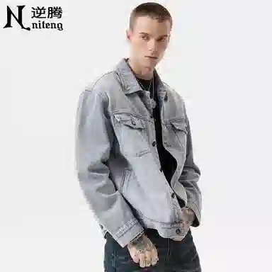 逆腾 秋季工装夹克男美式潮流复古宽松水洗男士纯棉牛仔外套 男女同款