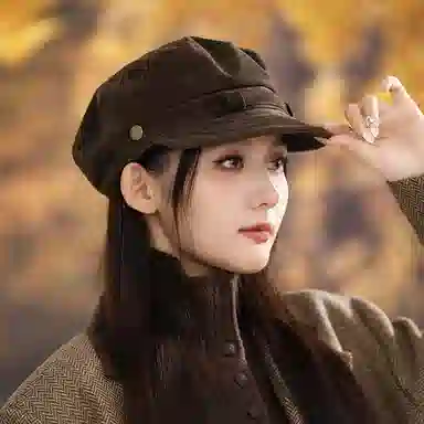 杨同学 百搭复古英伦风暖色调时尚画家帽高级感 涤纶 贝雷帽 女款 黑色/咖啡/卡其