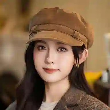 杨同学 百搭复古英伦风暖色调时尚画家帽高级感 涤纶 贝雷帽 女款 黑色/咖啡/卡其