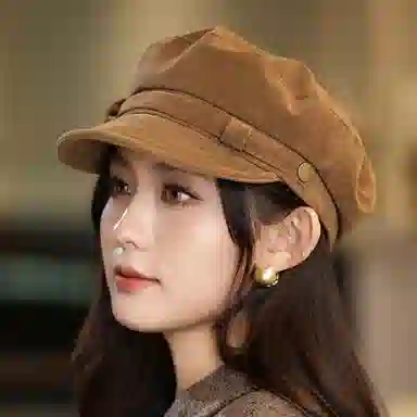 杨同学 百搭复古英伦风暖色调时尚画家帽高级感 涤纶 贝雷帽 女款 黑色/咖啡/卡其