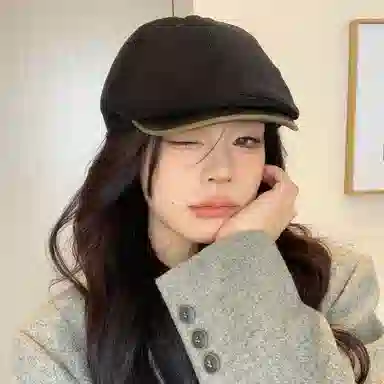 杨同学 复古文艺英伦风灯芯绒前进帽时尚百搭 涤纶 贝雷帽 女款 黑色/咖啡/卡其/米色