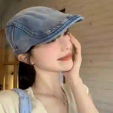 杨同学 复古牛仔英伦风文艺复古 涤纶 贝雷帽 男女同款情侣款 浅蓝/中蓝/深蓝/黑色