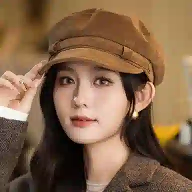 杨同学 百搭复古英伦风暖色调时尚画家帽高级感 涤纶 贝雷帽 女款 黑色/咖啡/卡其