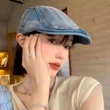 杨同学 复古牛仔英伦风文艺复古 涤纶 贝雷帽 男女同款情侣款 浅蓝/中蓝/深蓝/黑色