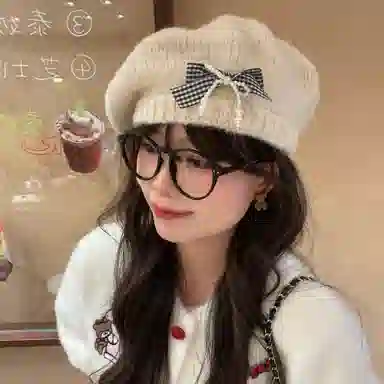 杨同学 韩版甜美蝴蝶结保暖#好运 涤纶 贝雷帽 女款