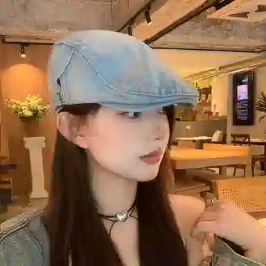 杨同学 复古牛仔英伦风文艺复古 涤纶 贝雷帽 男女同款情侣款 浅蓝/中蓝/深蓝/黑色