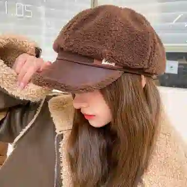 杨同学 韩版羊羔绒保暖时尚舒适显气质 腈纶 贝雷帽 女款