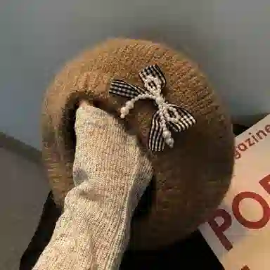 杨同学 韩版甜美蝴蝶结保暖#好运 涤纶 贝雷帽 女款