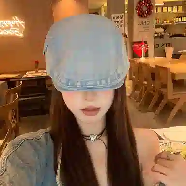 杨同学 复古牛仔英伦风文艺复古 涤纶 贝雷帽 男女同款情侣款 浅蓝/中蓝/深蓝/黑色