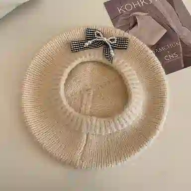 杨同学 韩版甜美蝴蝶结保暖#好运 涤纶 贝雷帽 女款