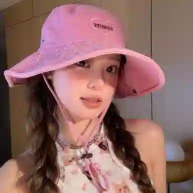 杨同学 甜酷辣妹风爱心西部牛仔风遮阳 涤纶 渔夫帽 女款 卡其/黑色/粉色