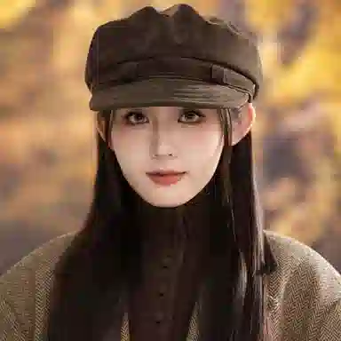 杨同学 百搭复古英伦风暖色调时尚画家帽高级感 涤纶 贝雷帽 女款 黑色/咖啡/卡其