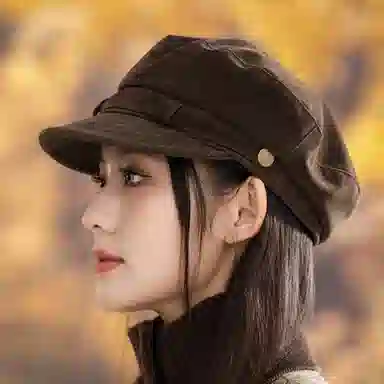 杨同学 百搭复古英伦风暖色调时尚画家帽高级感 涤纶 贝雷帽 女款 黑色/咖啡/卡其
