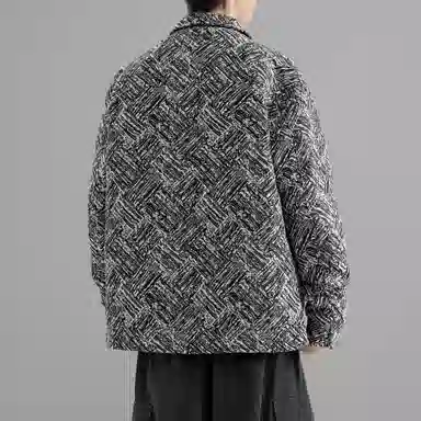 萌芽熊 美式高街系列外套格子几何提花复古小香风美拉德色系情侣工装衬衫式个性百搭潮流宽松开衫痞帅夹克 男女同款