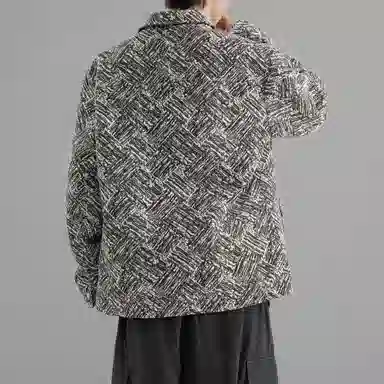 萌芽熊 美式高街系列外套格子几何提花复古小香风美拉德色系情侣工装衬衫式个性百搭潮流宽松开衫痞帅夹克 男女同款